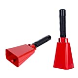 Cow Bell 8inch Steel with Handle Cowbells 2Pack, Noise Makers, Cheering Loud Call Bell for Sporting Events Football Games Christmas Party School Wedding Farm (Red)