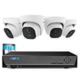 REOLINK 4K Security Camera System, 4pcs H.265 4K PoE Security Cameras Wired with Basic Person Vehicle Detection, 8MP/4K 8CH NVR with 2TB HDD for 24-7 Recording, RLK8-800D4