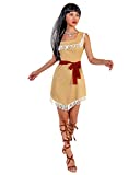 GIKING Pocahontas Costume Dress, Native America Dress for Women Sleeveless Huntress Costumes for Halloween Cosplay