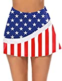 Ekouaer Women's Quick Dry High Waisted Tennis Skirt USA Flag Sport Athletic Golf Skort with Pockets,Medium