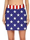 Ekouaer USA Flag Skorts for Women Sport Running Skirts Golf Tennis Outdoor Workout Activewear, X-Small