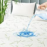 Queen Bamboo Waterproof Mattress Protector, Cooling and Breathable Mattress Pad Cover, Deep Pocket Bed Cover-Stretch to 21" Fitted Mattress Protection