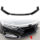 MotorFansClub 3pcs Front Bumper Lip Fit for Compatible with Honda Accord 2018 2019 2020 Splitter Trim Protection Spoiler, Carbon Fiber Style