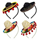 4 Pieces Mini Mexican Sombrero Hats Cute Straw Sombreros Mini Fun Fiesta Straw Hat for Fiesta Carnival Mexican Theme Party Decorations Party Favors