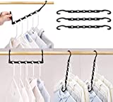 HOUSE DAY Black Magic Hangers Space Saving Clothes Hangers, Closet Organizers and Storage, Smart Space Saver Sturdy Plastic Hangers with 5 Holes for Heavy Clothes, College Dorm Room Essentials 10 Pack