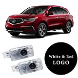 Jfsotls Never Fade Car LED Door Logo Projector Ghost Shadow Light, for RLX/MDX/ZDX/TLX/TL/RDX Series Accessories Door Light Logo LED Laser Car Courtesy Step Light HD (White Red)