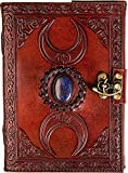 Urban Leather 3 Celtic Moon Lapis Blue Stone Journal for Men Women to Write in Grimoire Wiccan Wiccan Pagan Witchcraft Book of Shadows Drawing Sketchbook Scrapbook Writing Notebook Thick Unlined Pages