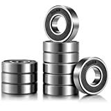 Bearings 1/2 inch Bore R8-2RS Double Rubber Sealed Roller Ball Bearing 1/2 x1-1/8 x5/16 Inch ABEC3 Precision Small Ball Bearing for Electric Motor, Wheels, Home Appliances, Garden Machinery (10 Pack)