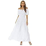 Abaowedding Renaissance Costume Women Medieval Chemise Dress Pirate Peasant Dress Peasant Tops Irish Under Dress (White XL)