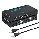 SGEYR HDMI KVM Switch 2 Port Share 2 Computers with One Monitor with 3 USB Kvm Switch with HDMI Cable and USB Cable, Support UHD, 4K@30Hz, Support Keyboard and Mouse