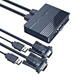 SKLTD 2 Port USB VGA Kvm Switch,2 in 1 Out Dual VGA Monitor Selector Switcher Box for 2 Computer Sharing 1 Video Monitor,USB Keyboard,USB Mouse (C60)