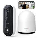 WUUK Doorbell Camera Wireless No Subscription, 2K Camera Doorbell w Base Station Built-in 32GB Storage, Battery Powered Video Doorbell, Triple Motion Detection, Supports Alexa Google Assistant