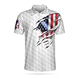 HYPERFAVOR Proud Golf Polo Shirt for Men- Golf American Eagle Polo Shirt- Patriotic American Flag Mens Golf Polos