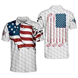 LASFOUR American Flag Golf Polo Shirts, Patriotic Golf Shirts for Men, Team USA Golf Shirts for Men, Mens Golf Shirts Dry Fit Clearance, Men's Golf Shirts Short Sleeve, Golf Gifts for Dad. XL