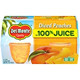 Del Monte Diced Peaches Fruit Cup in 100% Juice, Unscented, 4 Ounce (Pack of 4)