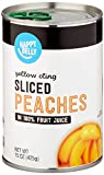 Amazon Brand - Happy Belly Yellow Cling Sliced Peach in Fruit Juice ,15 Ounces
