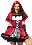 Leg Avenue Womens - 2 Piece Gothic Red Riding Hood Set Sexy Hooded Cape and Peasant Dress for Women adult exotic costumes, Red/White, Small US