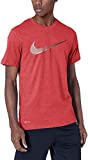 Nike Men's Dry Training Tee Large Swoosh, Light University Red Heather/White, X