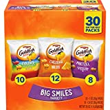 Goldfish Crackers Big Smiles with Cheddar, Colors, and Pretzel Crackers, Snack Packs, 30 CT Variety Pack Box