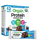 Orgain Organic Plant Based Protein Bar, Chocolate Brownie - 10g of Protein, Vegan, Gluten Free, Dairy Free, Soy Free, Lactose Free, Kosher, Non-GMO, 1.41 Ounce, 12 Count (Packaging May Vary)