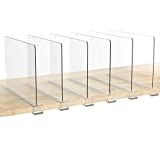 HBlife 6 Pack Clear Shelf Dividers, Vertical Purse Organizer for Closet Perfect for Sweater, Shirts, Handbags in Bedroom and Kitchen, Adjustable Acrylic Bookshelf for Organization