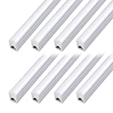 (Pack of 8) Kihung T5 LED Tube Light Fixture 4ft, 20W, 2200lm, 4000K Cool White, LED Light Strip for Shop, LED Ceiling Light, Corded Electric with Built-in ON/Off Switch