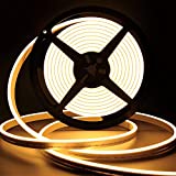 Lamomo LED Neon Lights, 12V Warm White Dimmable LED Strip Lights, 16.4ft/5m Waterproof LED Neon Flex, Silicone 3000K Neon LED Strip for Indoor Outdoor Home Decor ( Power Adapter Included)