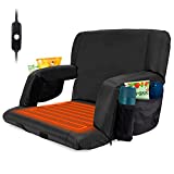 Uekars Extra Wide Heated Stadium Seats for Bleachers,25'' Heated Bleacher Seat with Back Support,6 Reclinng Positions Foldable Portable Stadium Chair for Sports,Games,Camping -USB Battery Not Included