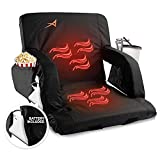 ACELETIQS Wide Double Heated Stadium Seats for Bleachers with Back Support  USB Battery Included - Upgraded 3 Levels of Heat - Foldable Chair - Cushioned, 4 Pockets, Cup Holder - Camping, Games