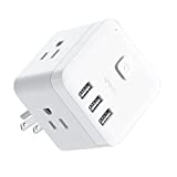 BULL Outlet Extender with USB Wall Plug , Surge Protector Power Strip with 3 AC Outlets and 3 USB Ports ,ETL Listed,Wall Charger for Home, Travel,Office