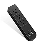 CYYLTD Plug Outlet Extender 15A 1875W with 3 AC Outlets 2 USB Ports , Wall Plug Adapter with Fast Charger, Cordless Small Portable Power Strip for Office and Home,Travel (Black)