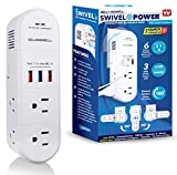 Swivel Power by Bell+Howell Power Strip w/ Surge Protection Rapid, Swiveling Charging Station USB Outlet Extender  with 6 Electrical, 3 USB Port, 125VAC / 60Hz / 10A / 1250WMax, UL STD 498A