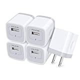 AILKIN USB Charger Wall Plug, [5Pack-1Port] Fast Charging Outlet AC Power Adapter Block Cube for iPhone, iPad, Samsung, Camera, Android or Type C Phones & Tablets Charge Multiple USB Hub Station Base