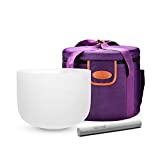 TOPFUND F Note Crystal Singing Bowl Heart Chakra 8 inch with Heavy Duty Carrying Case and Suede Strikerr