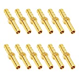 JoyTube Brass Hose Barb Fitting Metals Splicer Mender, 1/4" Barb Hose Union Fuel Gas Water Air (Pack of 12)