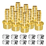 Joywayus Brass Hose Barb Fitting 1/4" Barb x 1/4" Male NPT Water Fuel Air Adapters(Pack of 10)