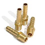 KOOTANS 4pcs 1/4" Hose Barb to 1/8 NPT Male Brass Quick Coupler Air M Type Fitting Quick-Connect Fitting