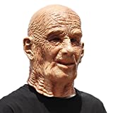 PartyHop - Old Man Mask - Realistic Halloween Latex Human Wrinkle Face Mask