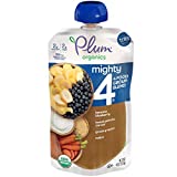 Plum Organics Baby Food Pouch | Mighty 4 | Banana, Blueberry, Sweet Potato, Carrot, Greek Yogurt and Millet | 4 Ounce | 6 Pack | Organic Food Squeeze for Babies, Kids, Toddlers