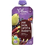 Plum Organics Baby Food Pouch | Stage 2 | Pear, Purple Carrot and Blueberry | Fresh Organic Food Squeeze | For Babies, Kids, Toddlers, 4 Ounce (Pack of 12)