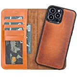 VENOULT iPhone 14 Pro MAX / 14 Pro / 14 Plus / 14, Detachable Wallet Case, Genuine Leather, Magnetic Card Holder Folio Cover, Magsafe Compatible Wireless Charge, RFID Protected and Kick STAND