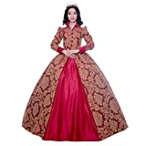 Renaissance Queen Elizabeth I / Tudor Gothic Jacquard Fantasy Dress Game of Thrones Gown Halloween Costumes (XL, Red)