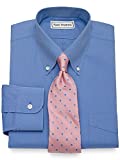 Paul Fredrick Men's Non-Iron 2-Ply Cotton Button Down Collar Dress Shirt, Size 16.5/32 French Blue