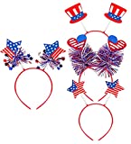 Patriotic Head Boppers, 4PCS 4th of July Patriotic Favors Headband , American Flag Patriotic Stars Head Boppers for Independence Day Party Decorations