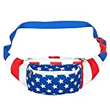 Juvale American Flag Patriotic Fanny Pack with Adjustable Straps, Waist Bag for Vacation (15 x 5 x 3 in)