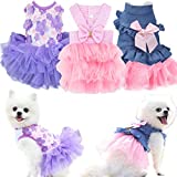 Sebaoyu 3 Pack Dog Dresses for Small Dogs Girl Puppy Clothes Female Pet Dress Outfit Cat Princess Yorkie Costume Dog Tutu Cute Pink Dog Dresses Doggy Clothing for Chihuahua (Large)