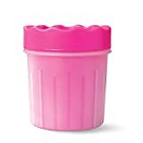 Noblesse Amazing 2 in 1 Portable Silicone Brush Dog Paw Cleaner Cup for Muddy Paw / Grooming Bath Brush (S, PINK)