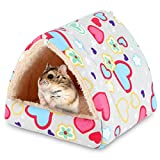 Hamster Bed, Cozy Cave and Warm Hideout, Small Animal Warm Nest, Washable Cute Hanging Hammock for Small Animals, Syrian Hamster, Hamster Dwarf (Small, White Love)