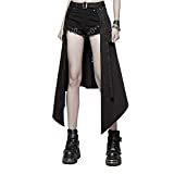 Punk Rave Women's Punk Daily Half Skirt Woven Fabric Adjustable Streetwear Hip Hop Personality Skirt (M~L) Black