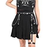 Punk Waist Chain Belt,XZQTIVE Fashion Gothic Rock Skinny Leather Belt Heart Women Steampunk Body Chains Accessories for Dress Skirt Black (A-Waist Chain Belts with Leg Ring)